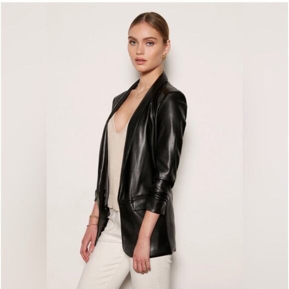 Tart Collection Kia Vegan Leather Blazer in Black Size Small - Picture 11 of 11